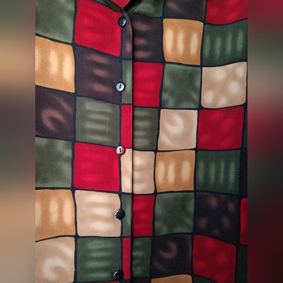 Pretty Notations Woman Blouse Shirt Multicolor Windowpane Check Print 18W - Picture 2 of 4